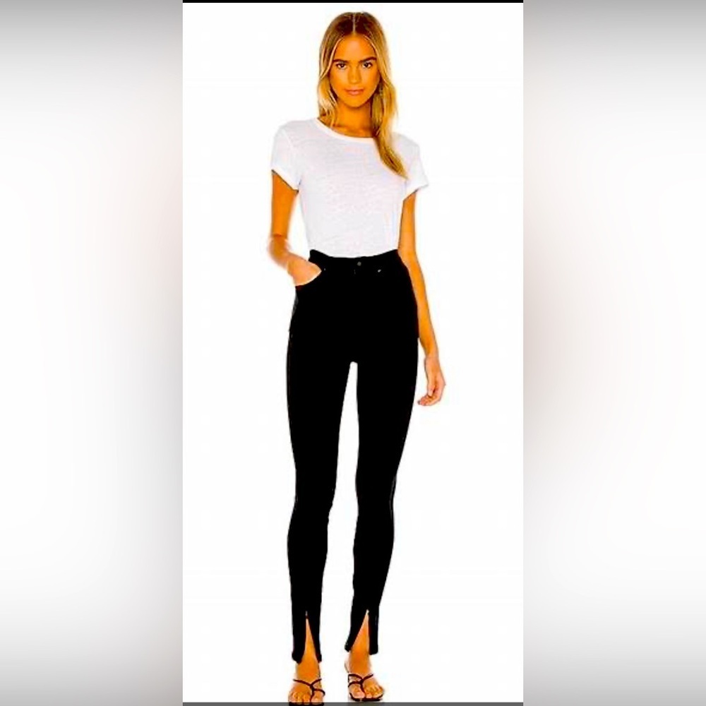 WE WORE WHAT 
High Rise Skinny Zip Jean In Black Size 25